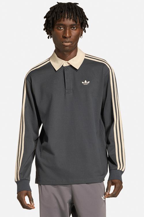 3-Strioes Rugby L/S Polo - Grey/Linen
