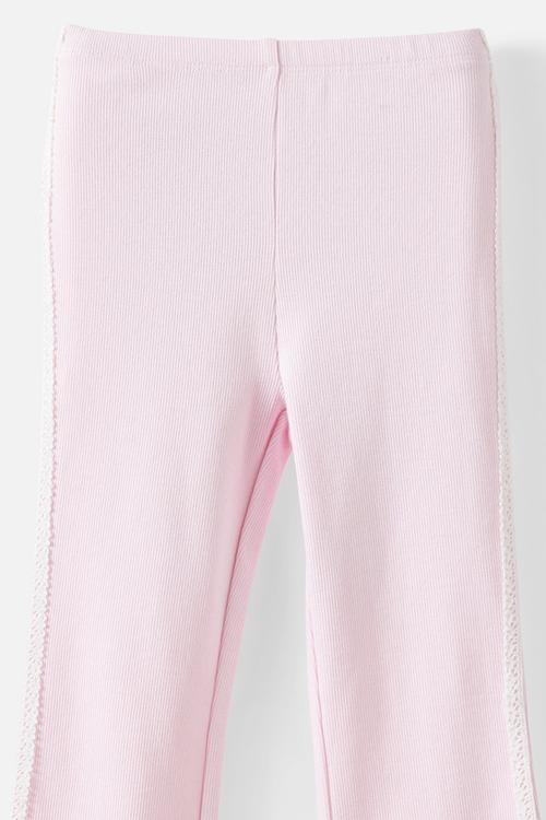 Francine Flare Pant - Tea Party Pink/Lace Trim