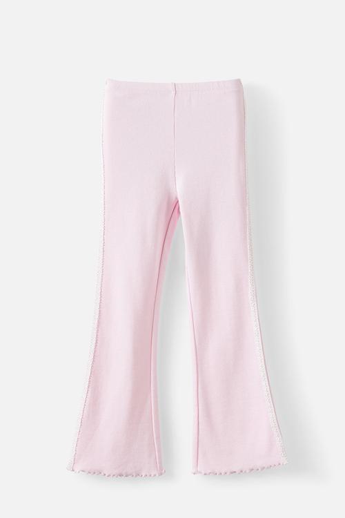 Francine Flare Pant - Tea Party Pink/Lace Trim