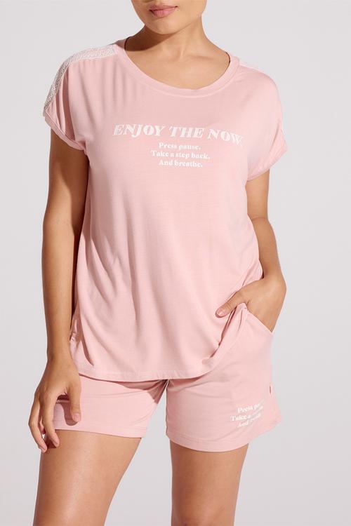 Ladies flora viscose short - pink