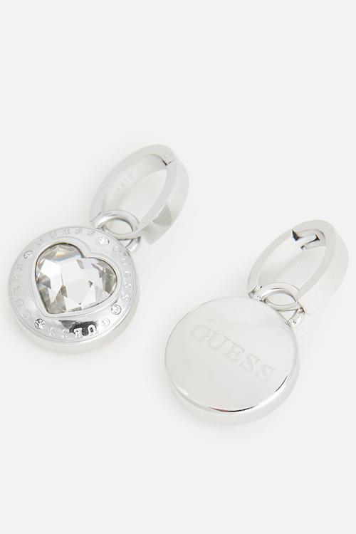 Rolling Hearts 26mm Crystal Heart Huggies - Silver