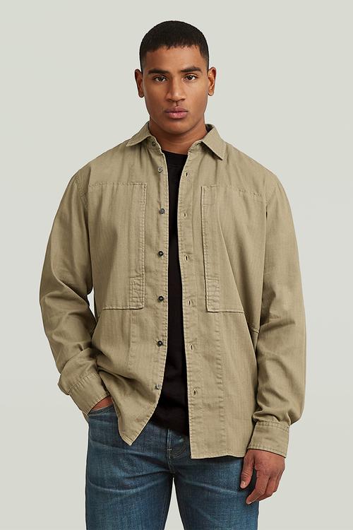 Panelled Pkt Regular Shirt L\S - Safari Gd