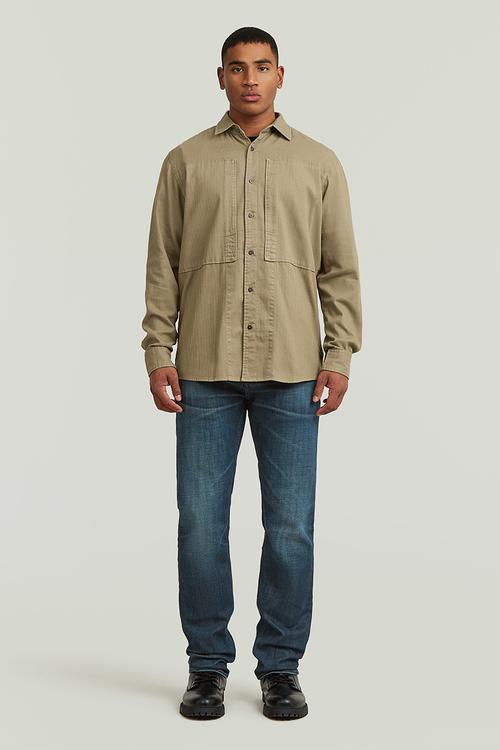 Panelled Pkt Regular Shirt L\S - Safari Gd