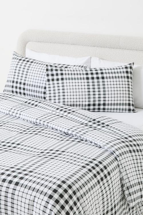 Cotton Blend Winter Check Duvet Set White