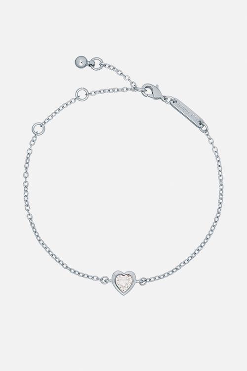 Hansaa crystal heart adjustable bracelet - silver