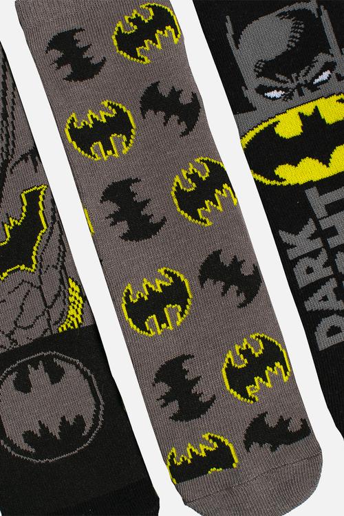 Batman 3 Pack Anklet Socks - Grey & Black