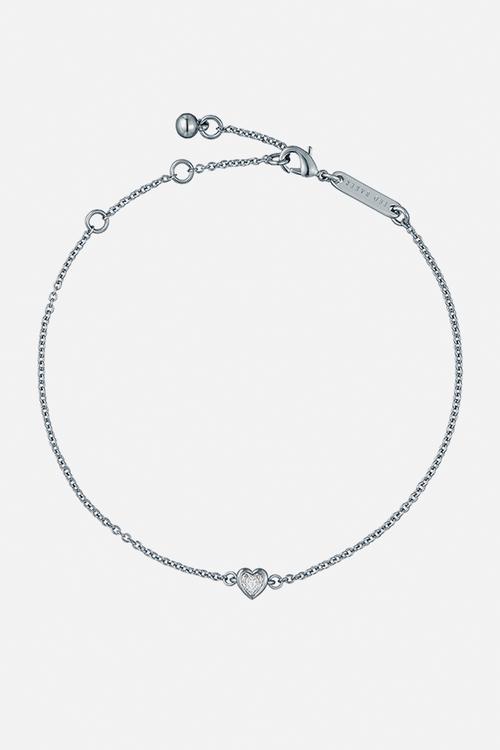 Halle mini crystal heart bracelet - silver
