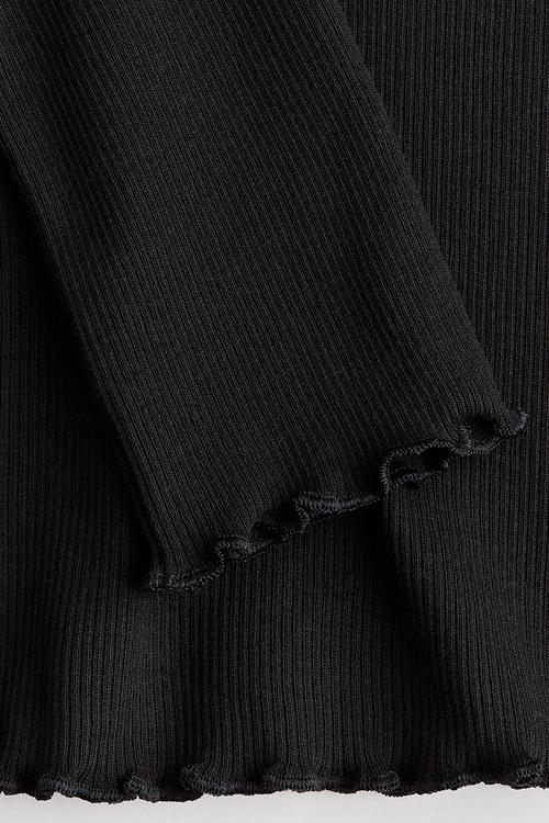 Long-sleeved jersey top - black