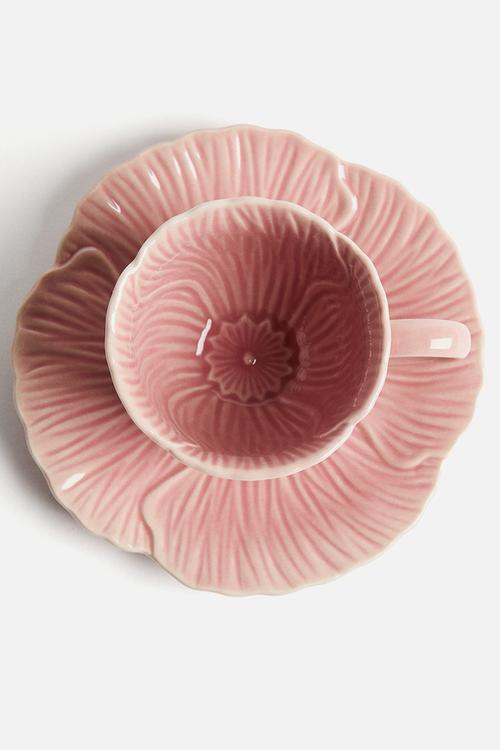 Espresso cup and saucer - pink