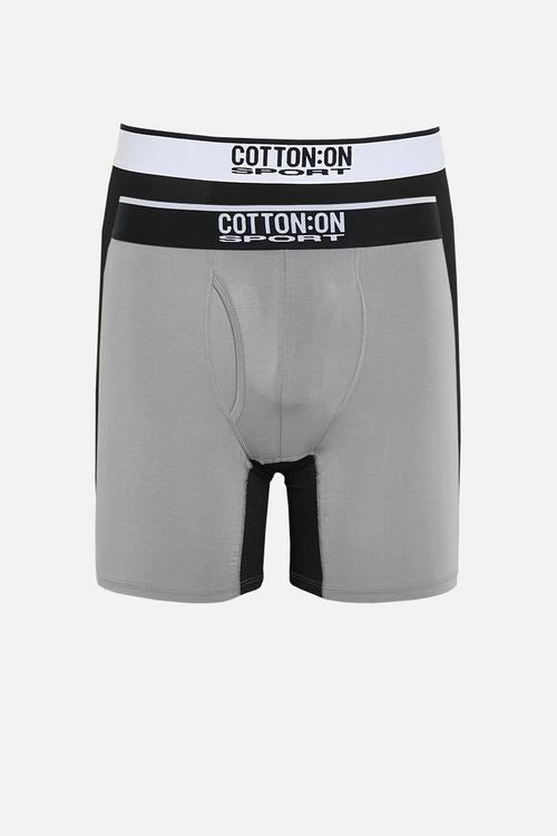 2 Pack Mens Sport Trunk - Black/Grey