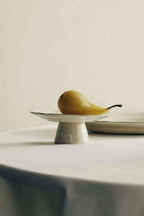 Small stoneware cake stand - beige,multi