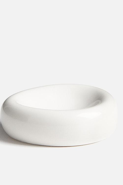 Small asymmetric stoneware bowl - white