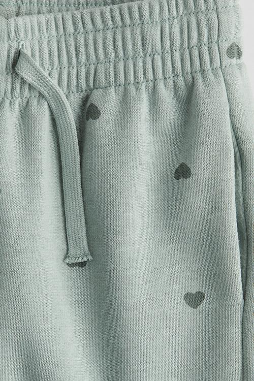 Brushed-inside joggers - sage green hearts