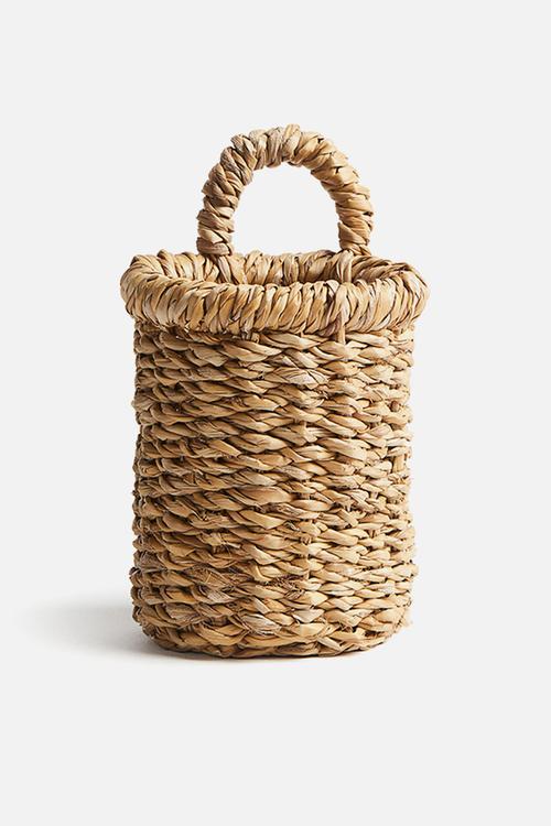 Small seagrass wall storage basket - beige