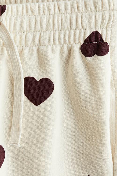 Brushed-inside joggers - white hearts