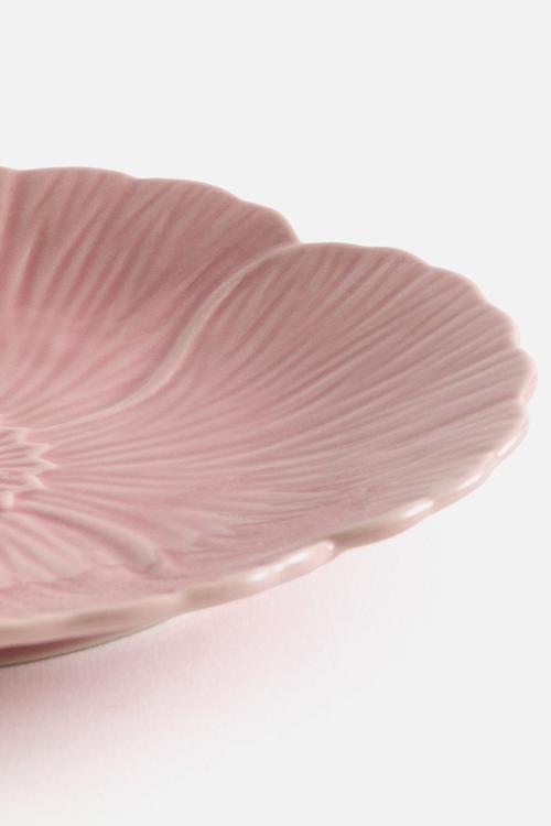 Flower-shaped stoneware mid plate - pink