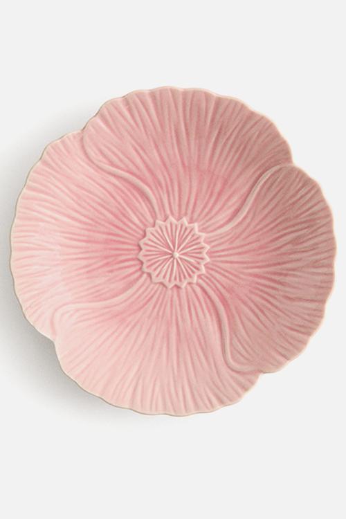 Flower-shaped stoneware mid plate - pink