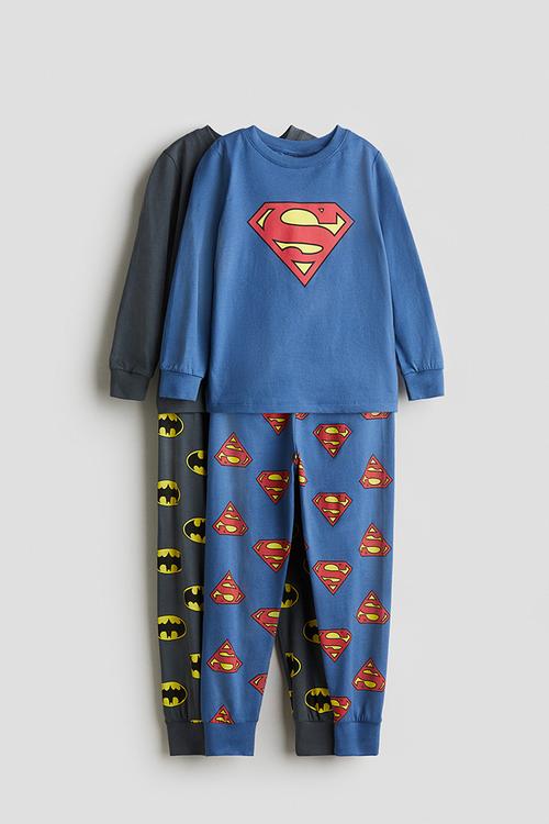 2-Pack printed cotton pyjamas - blue superman