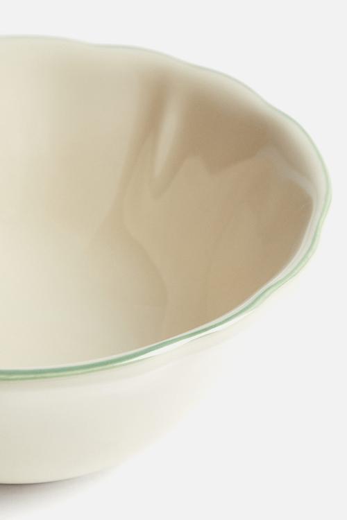 Stoneware bowl - light beige/green