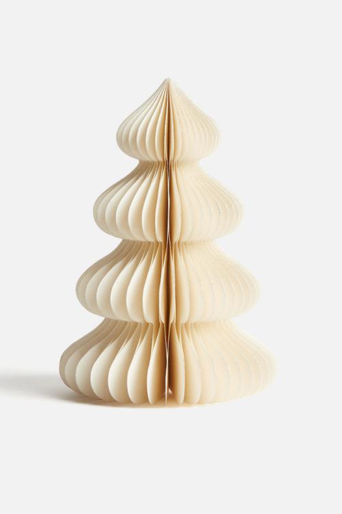 Small paper fir tree decoration - light beige