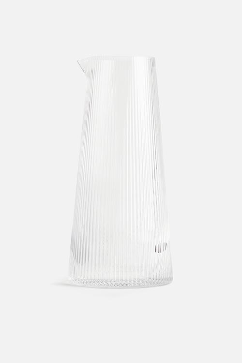 Fluted glass carafe - transparent