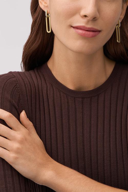 Heritage D-Link Glitz Gold-Tone Stainless Steel Drop Earrings  JF04587710 