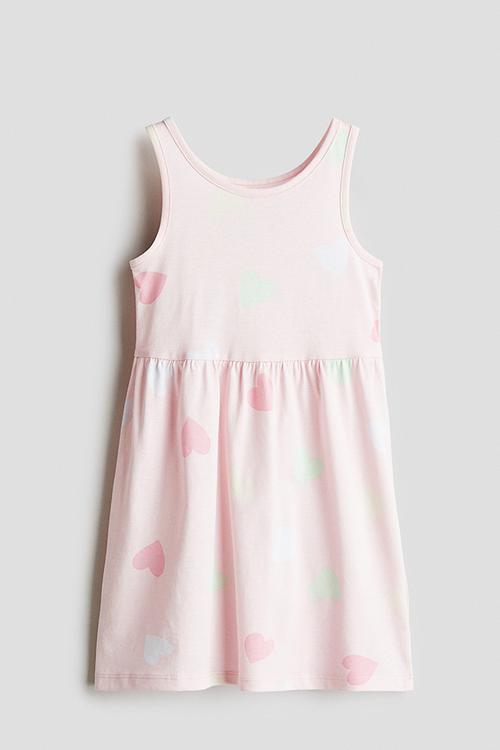Patterned jersey dress - light pink/hearts