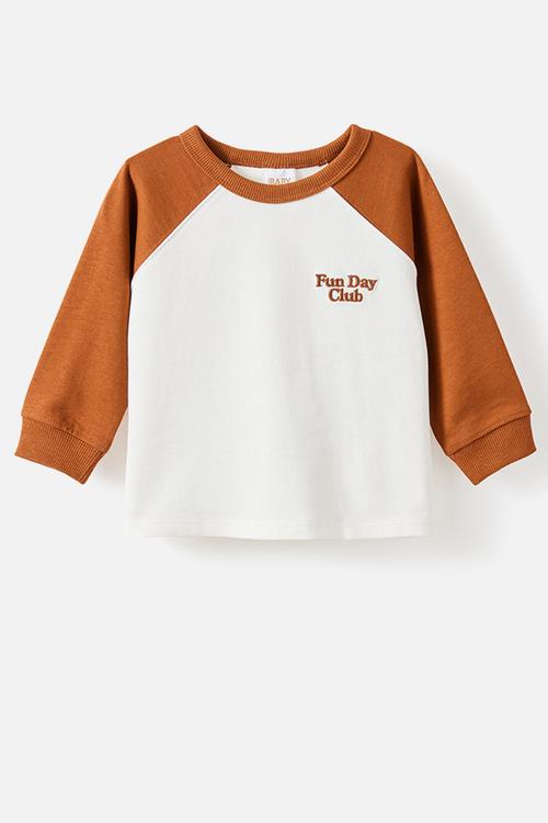 Huey Long Sleeve Rugby - Chestnut/Vanilla Fun Day Club