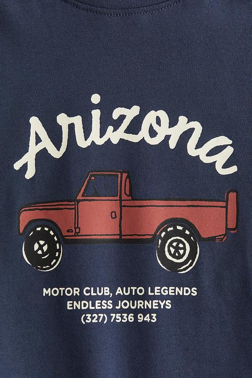 Printed T-shirt - navy blue/arizona