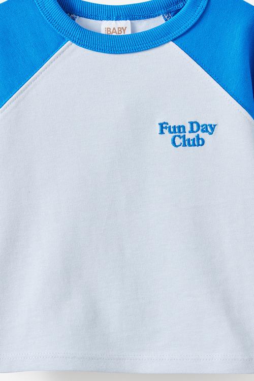 Huey Long Sleeve Rugby - Harbour Blue/Ice Blue Fun Day Club