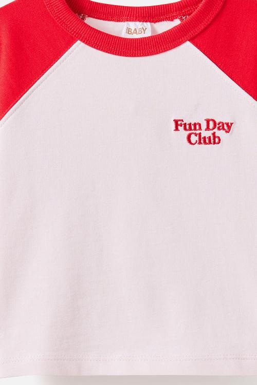 Huey Long Sleeve Rugby - Varsity Red/Tea Party Pink Fun Day Club