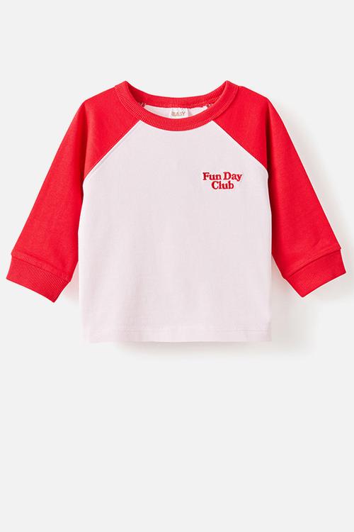 Huey Long Sleeve Rugby - Varsity Red/Tea Party Pink Fun Day Club