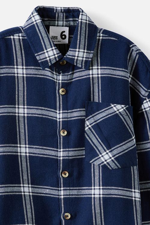 Ryder Long Sleeve Skate Shirt - Squid Ink/Ice Blue Check