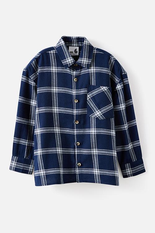 Ryder Long Sleeve Skate Shirt - Squid Ink/Ice Blue Check