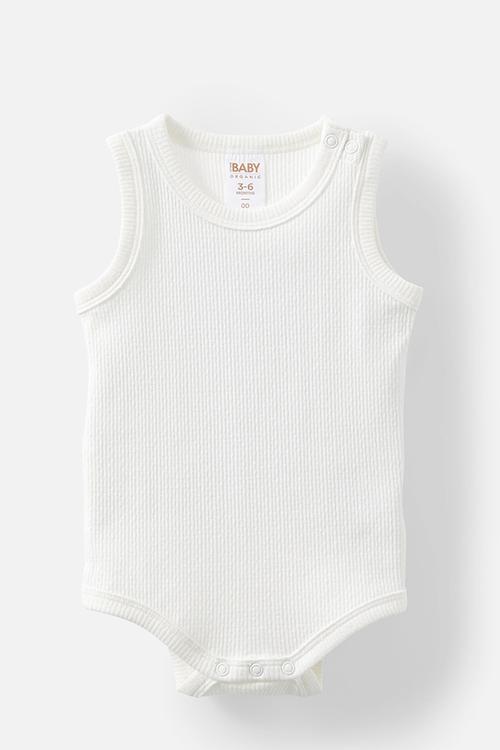 3 Pack Organic Pointelle Sleeveless  Bubbysuit - Milk