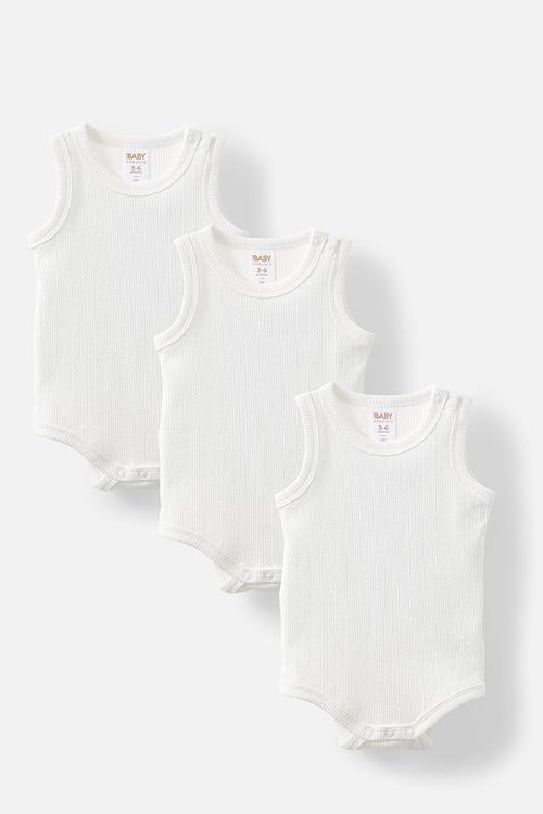 3 Pack Organic Pointelle Sleeveless  Bubbysuit - Milk