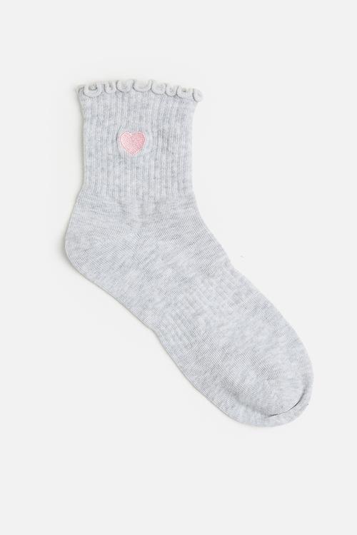 Single fashion frill sock - new grey marle