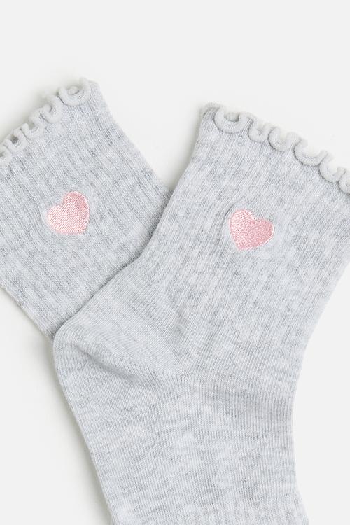 Single fashion frill sock - new grey marle