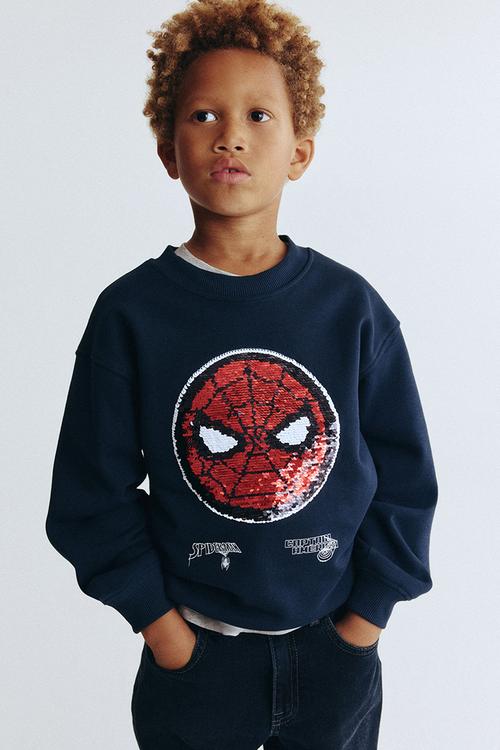 Oversized printed sweatshirt - navy blue/marvel comics