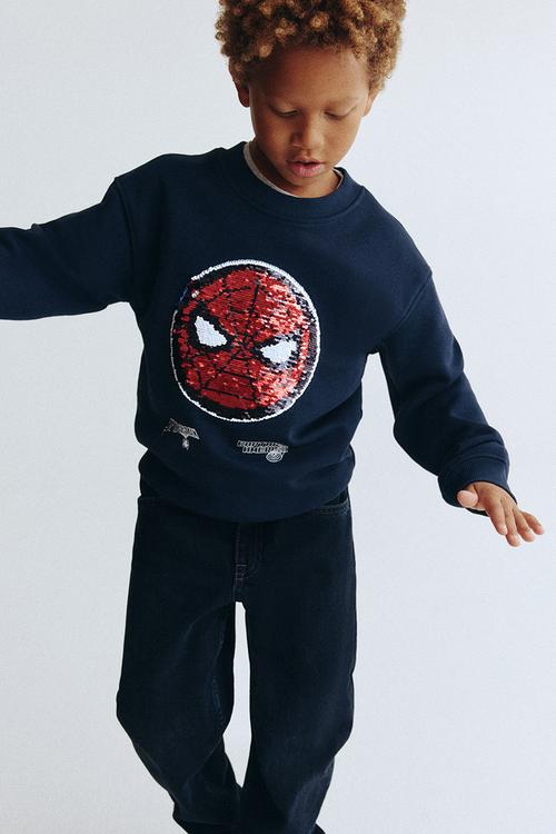 Oversized printed sweatshirt - navy blue/marvel comics