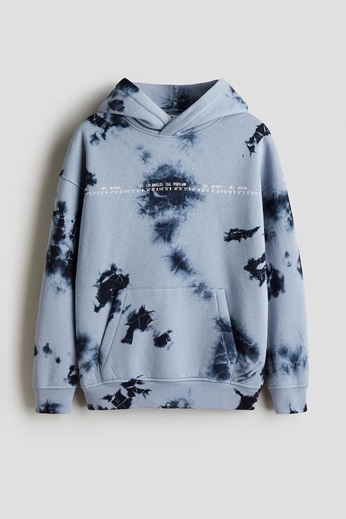 Hoodie - light blue/patterned