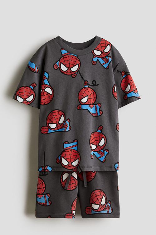 2-Piece printed set - grey/spider-man