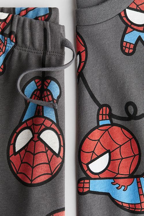 2-Piece printed set - grey/spider-man