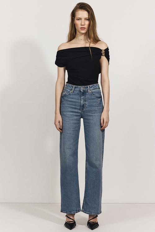One-shoulder top - black