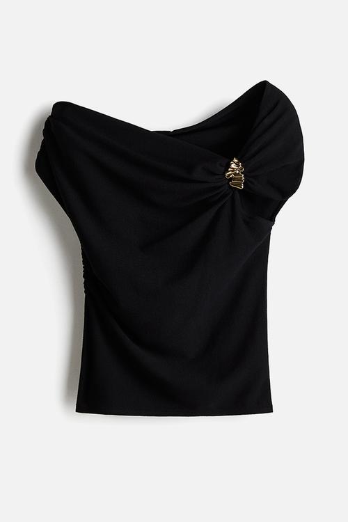 One-shoulder top - black