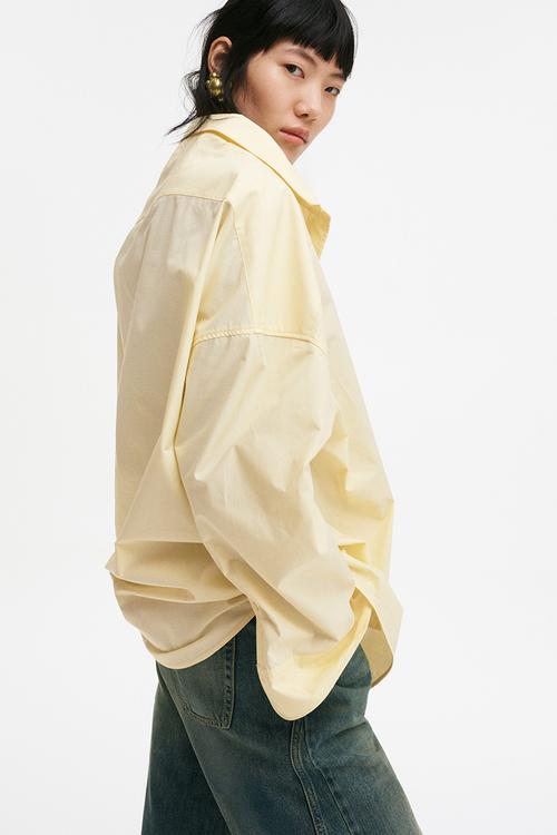 Cotton poplin shirt - light yellow