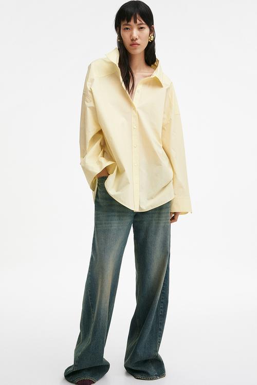 Cotton poplin shirt - light yellow