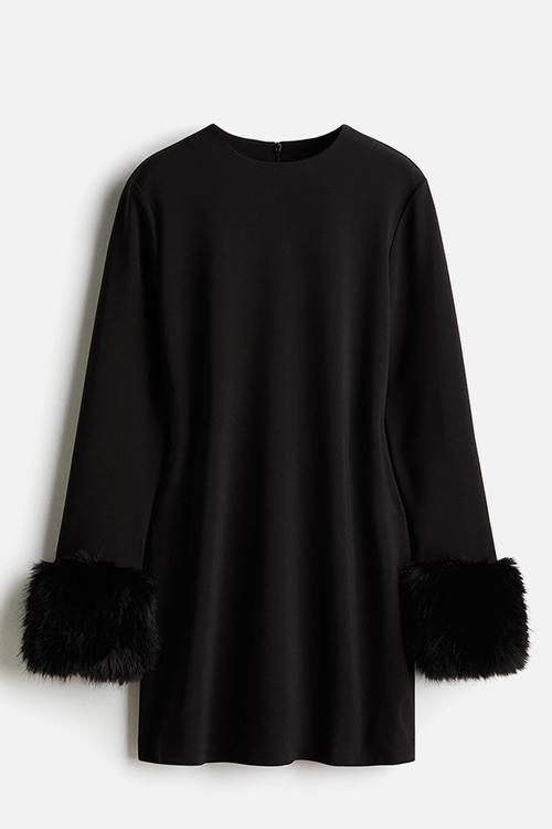 Long-sleeved dress - black