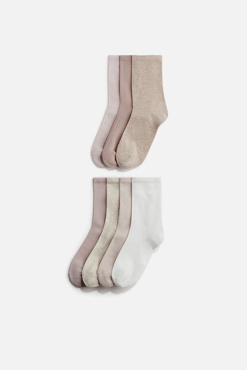 7-pack socks - dusty pink & beige marl