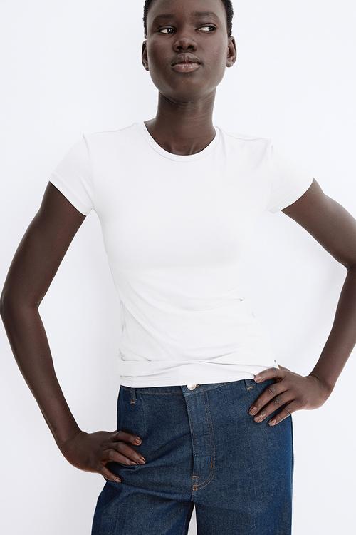 Fitted microfibre t-shirt - light grey